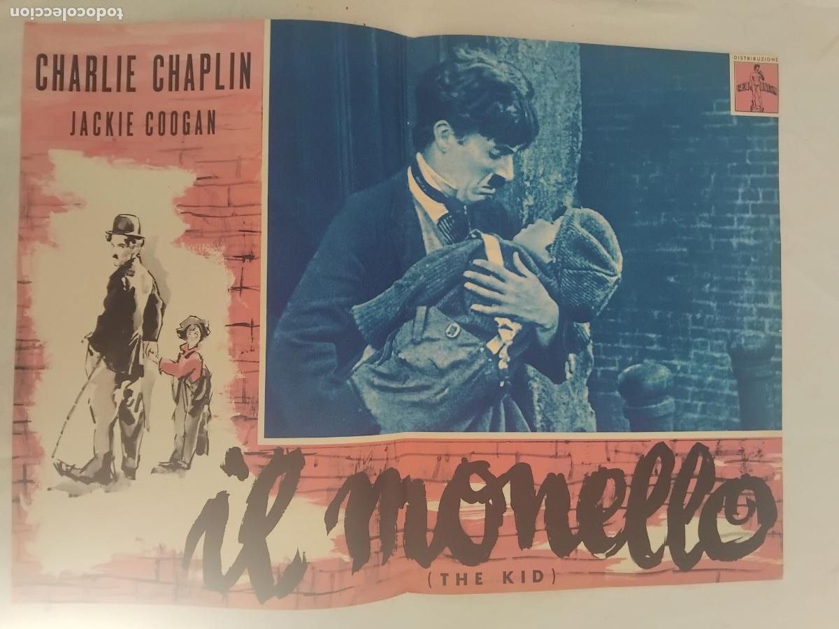 Cine: IL MONELLO (THE KID) CHARLIE CHAPLIN. JACKIE COOGAN. CARTEL DE CINE POSTER ORIGINAL EN ITALIANO.