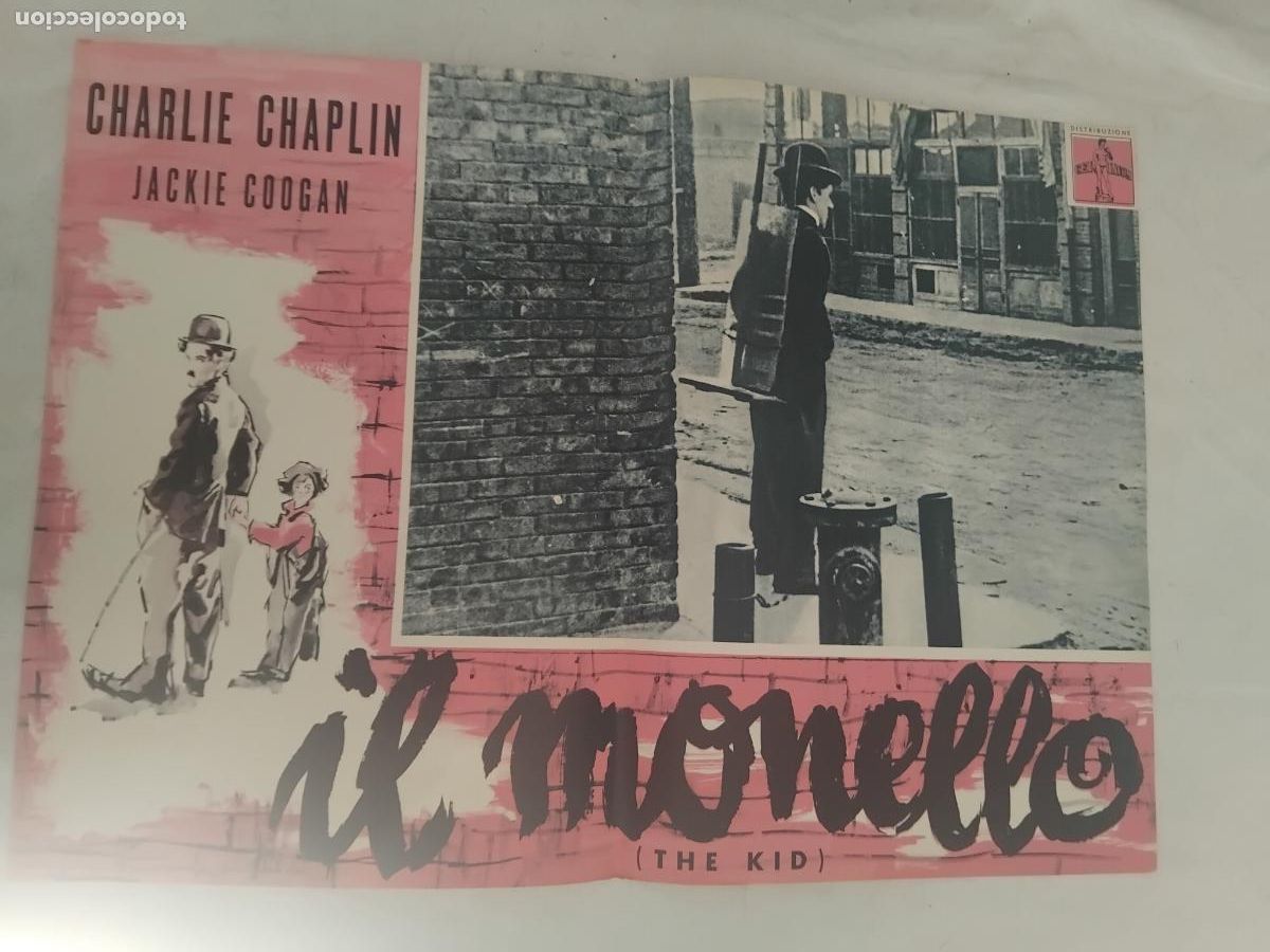 Cine: IL MONELLO (THE KID) CHARLIE CHAPLIN. JACKIE COOGAN. CARTEL DE CINE POSTER ORIGINAL EN ITALIANO.