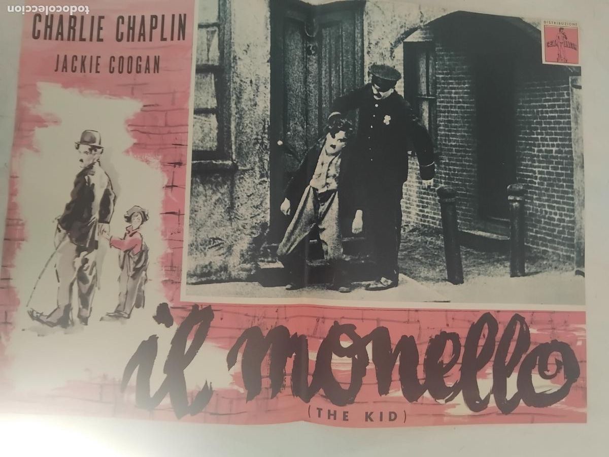 Cine: IL MONELLO (THE KID) CHARLIE CHAPLIN. JACKIE COOGAN. CARTEL DE CINE POSTER ORIGINAL EN ITALIANO.