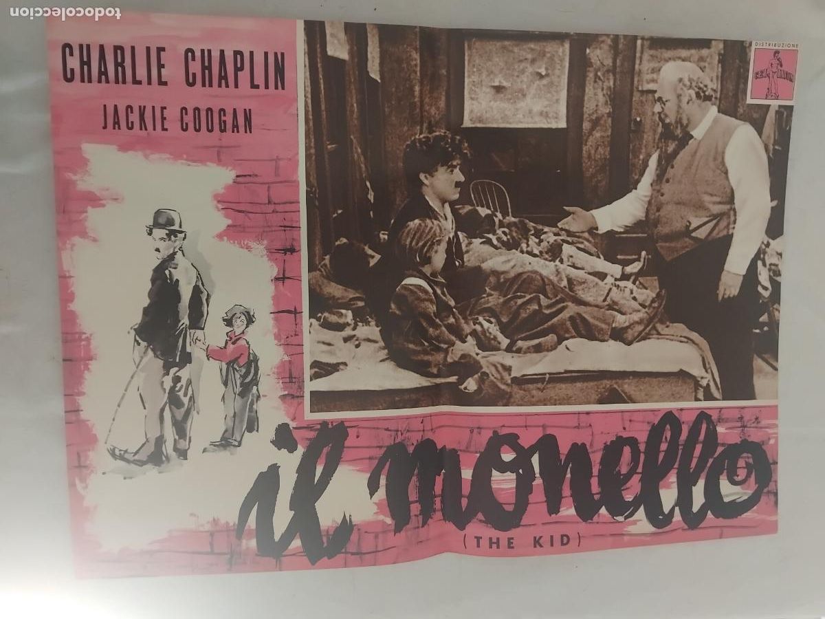 Cine: IL MONELLO (THE KID) CHARLIE CHAPLIN. JACKIE COOGAN. CARTEL DE CINE POSTER ORIGINAL EN ITALIANO.
