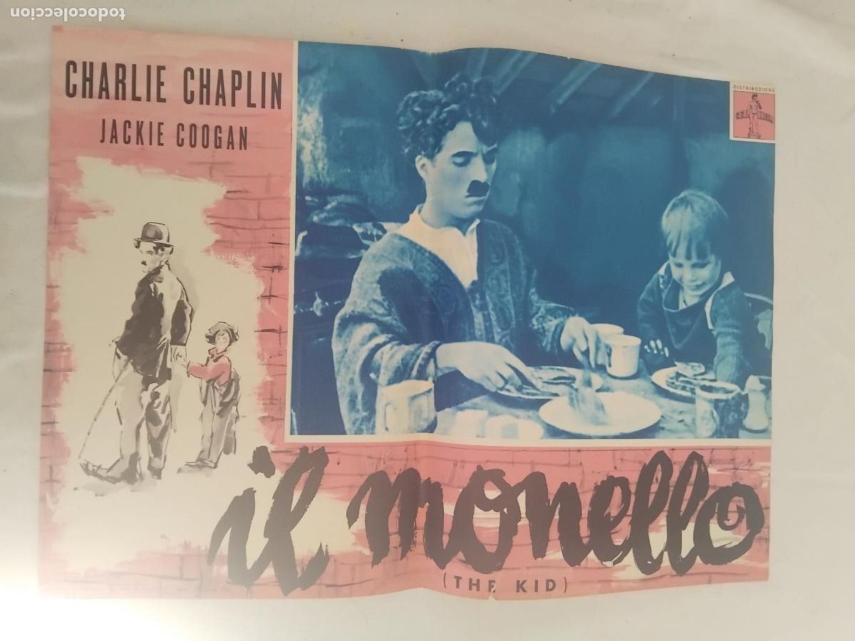 Cine: IL MONELLO (THE KID) CHARLIE CHAPLIN. JACKIE COOGAN. CARTEL DE CINE POSTER ORIGINAL EN ITALIANO.