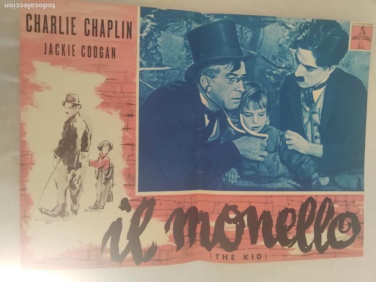 Cine: IL MONELLO (THE KID) CHARLIE CHAPLIN. JACKIE COOGAN. CARTEL DE CINE POSTER ORIGINAL EN ITALIANO.