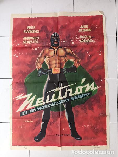 Cine: SMP 2483 NEUTRON EL ENMASCARADO NEGRO WOLF RUVINSKIS POSTER ORIGINAL 70X100 ESTRENO