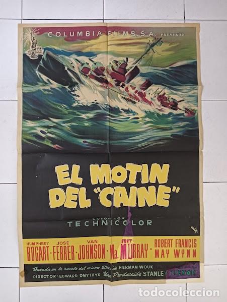Cine: SMP 2489 EL MOTIN DEL CAINE HUMPHREY BOGART EDWARD DMYTRYK MCP POSTER ORIG ESTRENO 70X100 LITOGRAFIA