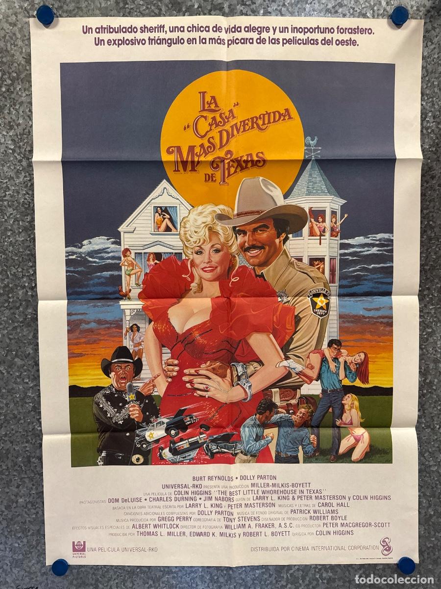 Cine: La casa mas divertida de Texas , Burt Reynolds, Dolly Parton, A&ntilde;o 1982, POSTER ORIGINAL