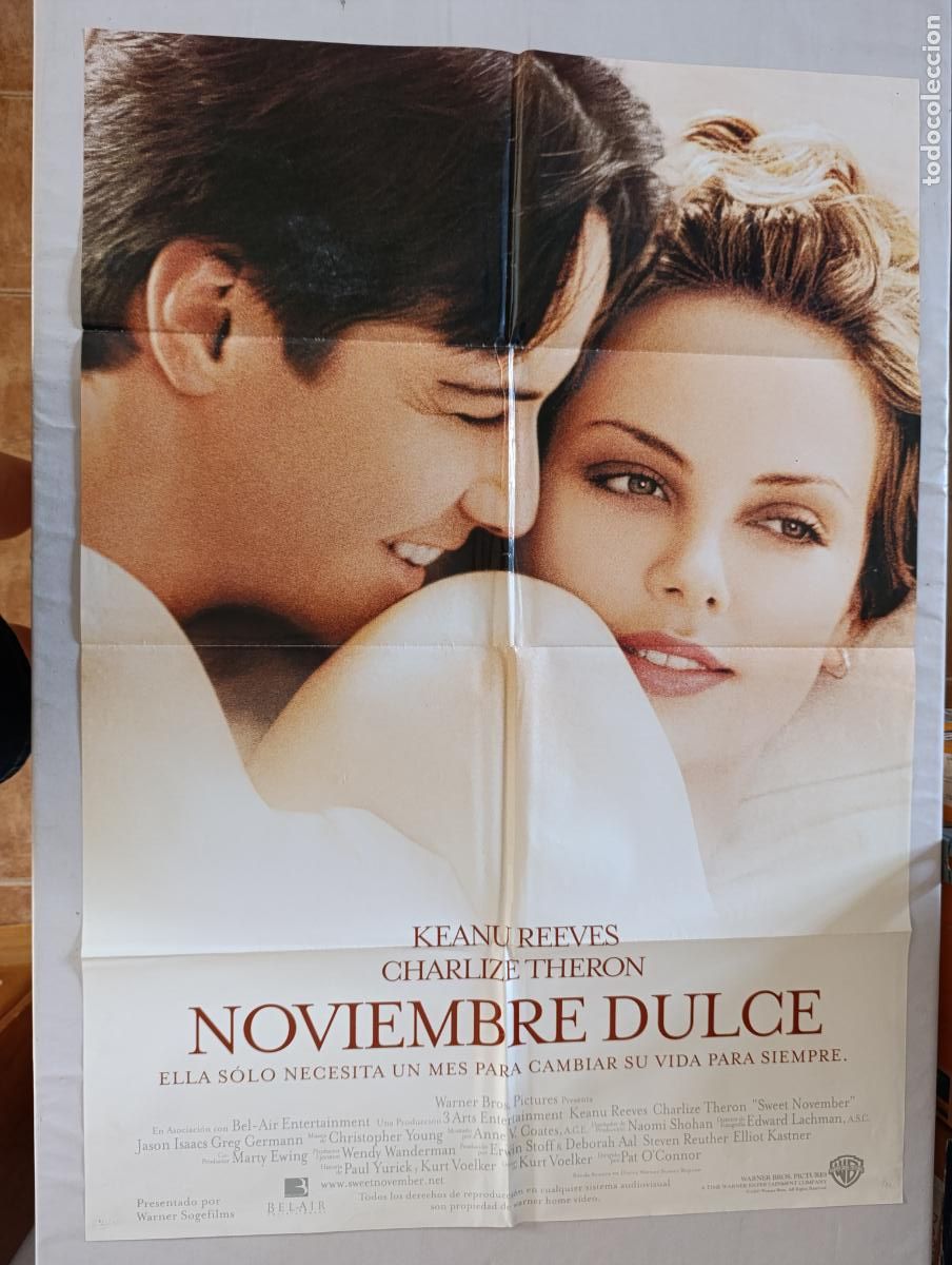 Cine: POSTER ORIGINAL NOVIEMBRE DULCE - 96 X 68 CM - KEANU REEVES, CHARLIZE THERON (388)
