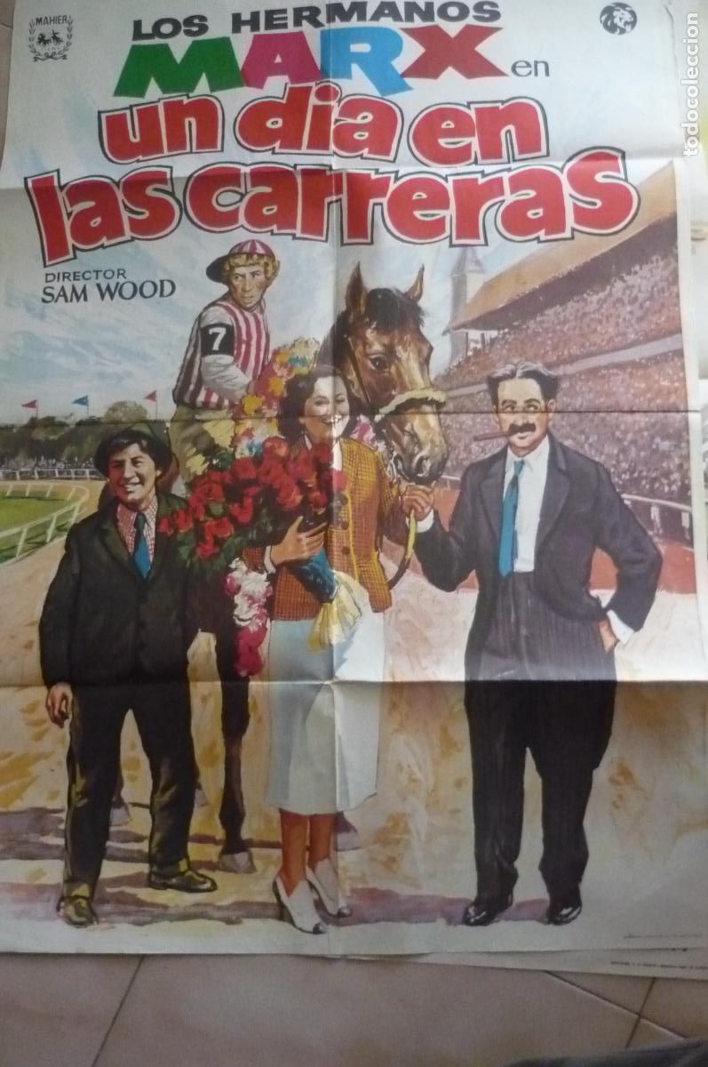Cine: cartel cine 1 x 70 un dia en las carreras-- hermanos marx