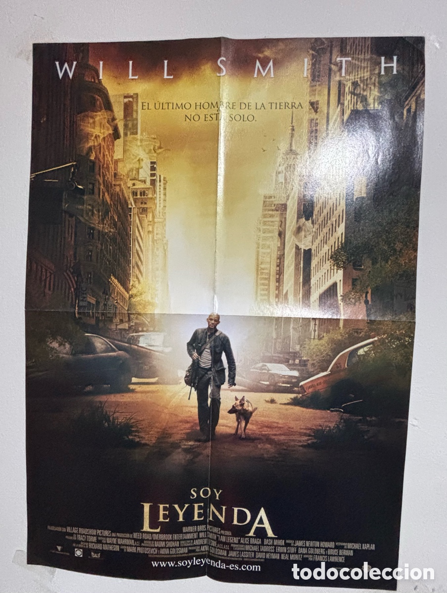 Cine: P&oacute;ster Doble Cara Revista Acci&oacute;n &rdquo;SOY LEYENDA&rdquo; (2007) Will Smith - 41x58 cm