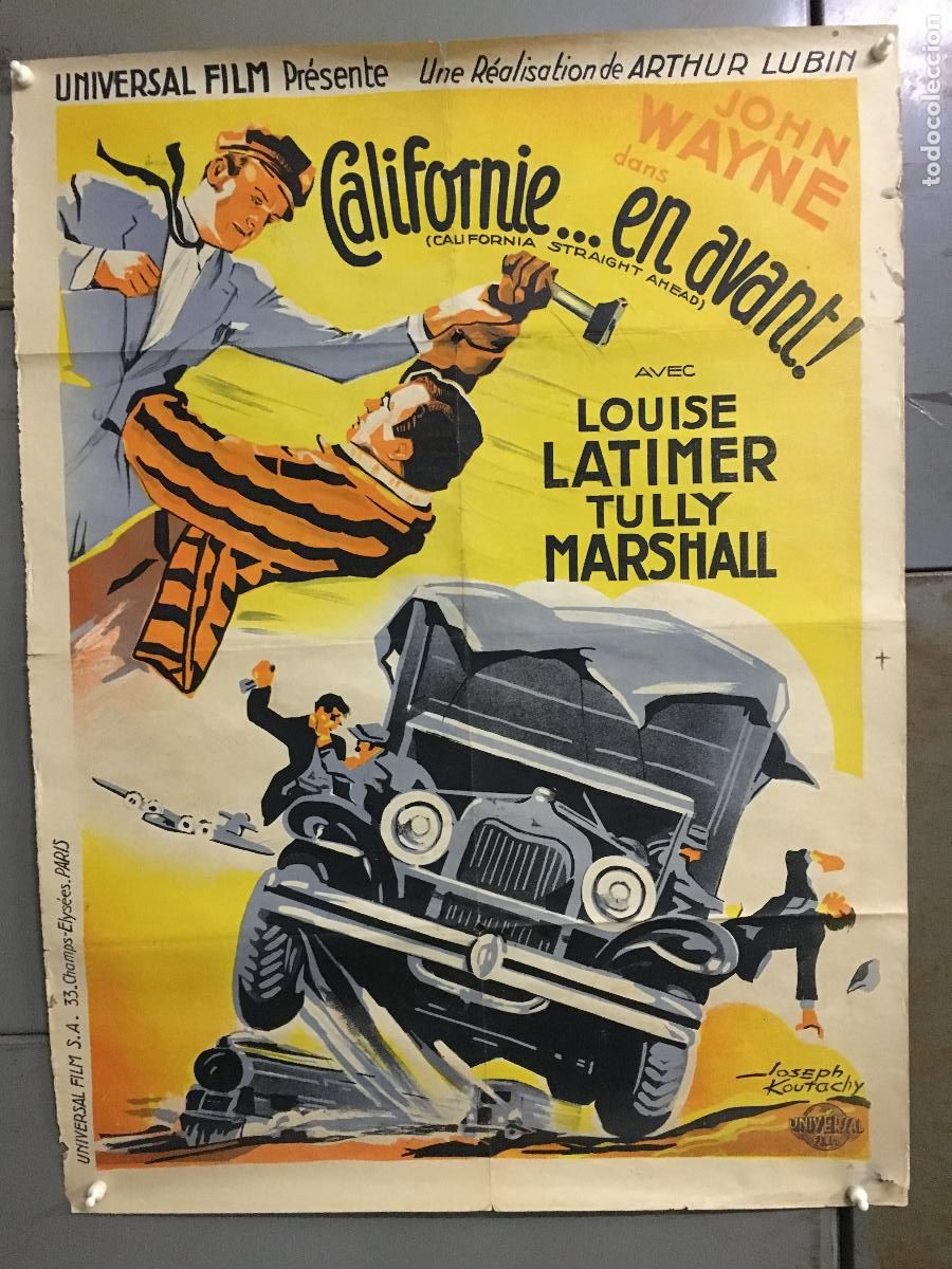 Cine: R0392 TITANES DE LA VELOCIDAD JOHN WAYNE POSTER ORIGINAL FRANCES 59X80 LITOGRAFIA