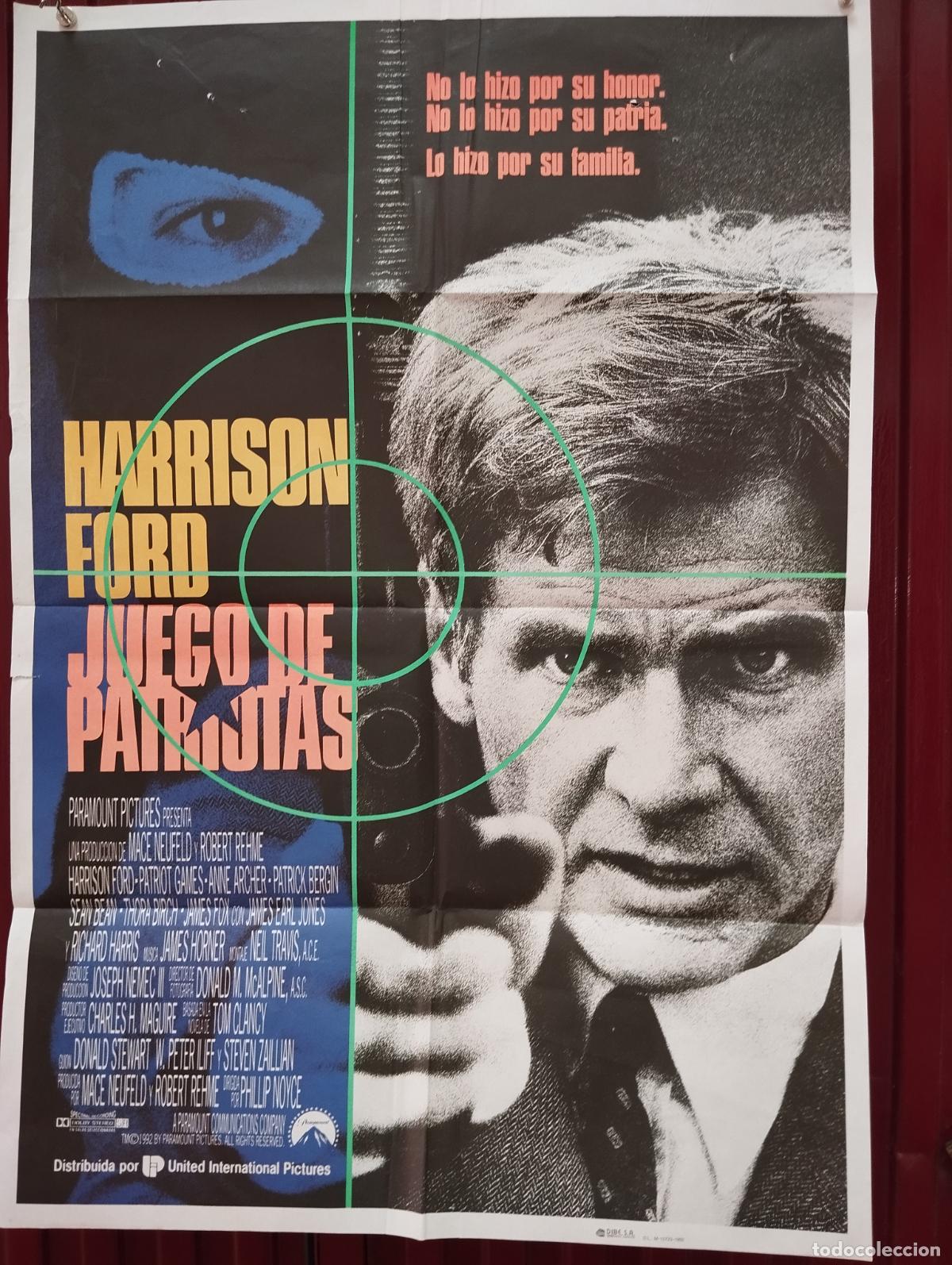 Cine: CARTEL DE CINE ORIGINAL JUEGO DE PATRIOTAS HARRISON FORD