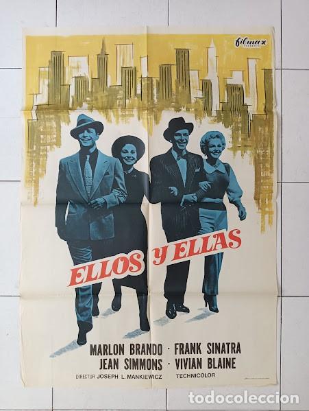 Cine: VKD 2522 ELLOS Y ELLAS MARLON BRANDO FRANK SINATRA JEAN SIMMONS POSTER ORIGINAL ESPA&Ntilde;OL 70X100 R-75