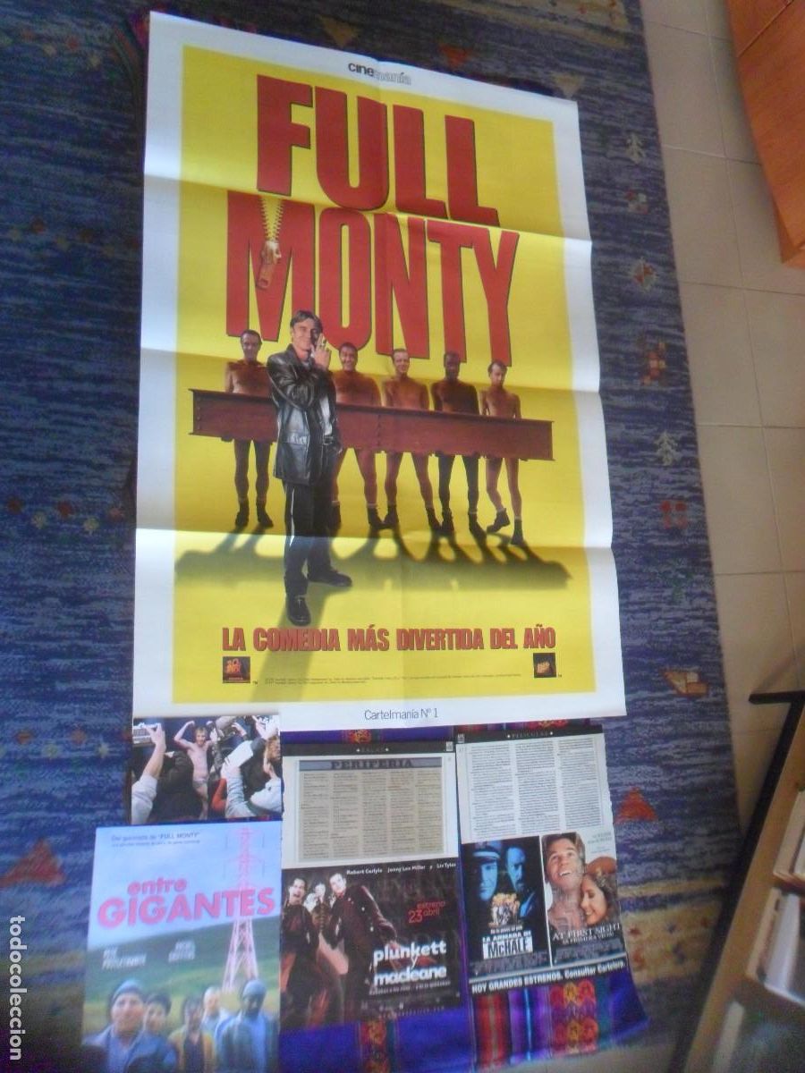 Cine: CARTEL FULL MONTY CINEMAN&Iacute;A CARTELMAN&Iacute;A 1, POSTAL FLYER NOTTING HILL Y FICHA T&Eacute;CNICA ENTRE GIGANTES.
