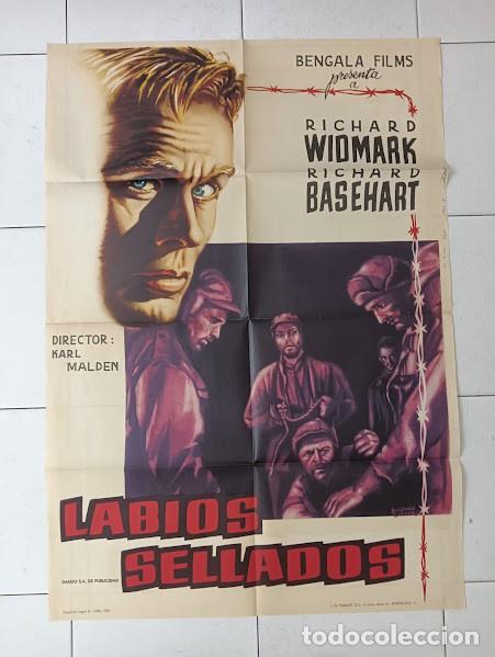 Cine: SMP 2496 LABIOS SELLADOS RICHARD WIDMARK RICHARD BASEHART POSTER ORIGINAL 70X100 ESTRENO