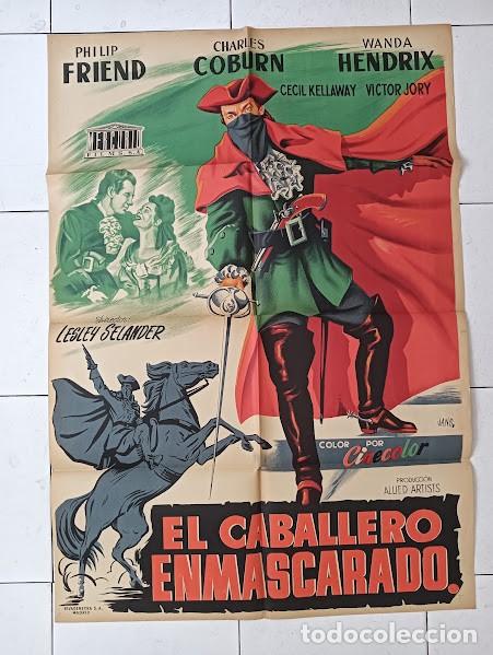 Cine: SMP 2500 EL CABALLERO ENMASCARADO PHILIP FRIEND WANDA HENDRIX POSTER ORIGINAL 70X100 ESTRENO LITO