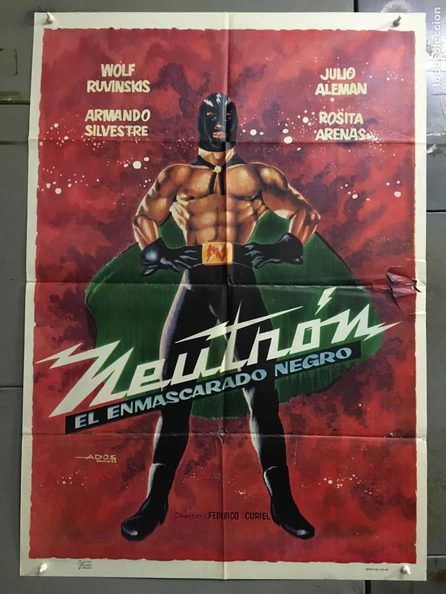 Kino: AFN91 NEUTRON EL ENMASCARADO NEGRO WOLF RUVINSKIS POSTER ORIGINAL 70X100 ESTRENO