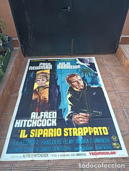 Cinema: PJE 0611 CORTINA RASGADA ALFRED HITCHCOCK PAUL NEWMAN POSTER ORIGINAL 140X200 ITALIANO