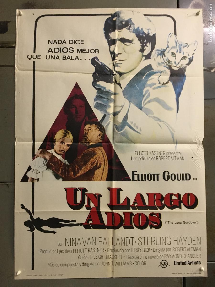 Cinema: AFO01 UN LARGO ADIOS RAYMOND CHANDLER ROBERT ALTMAN ELLIOT GOULD POSTER ORIGINAL ESTRENO 70X100