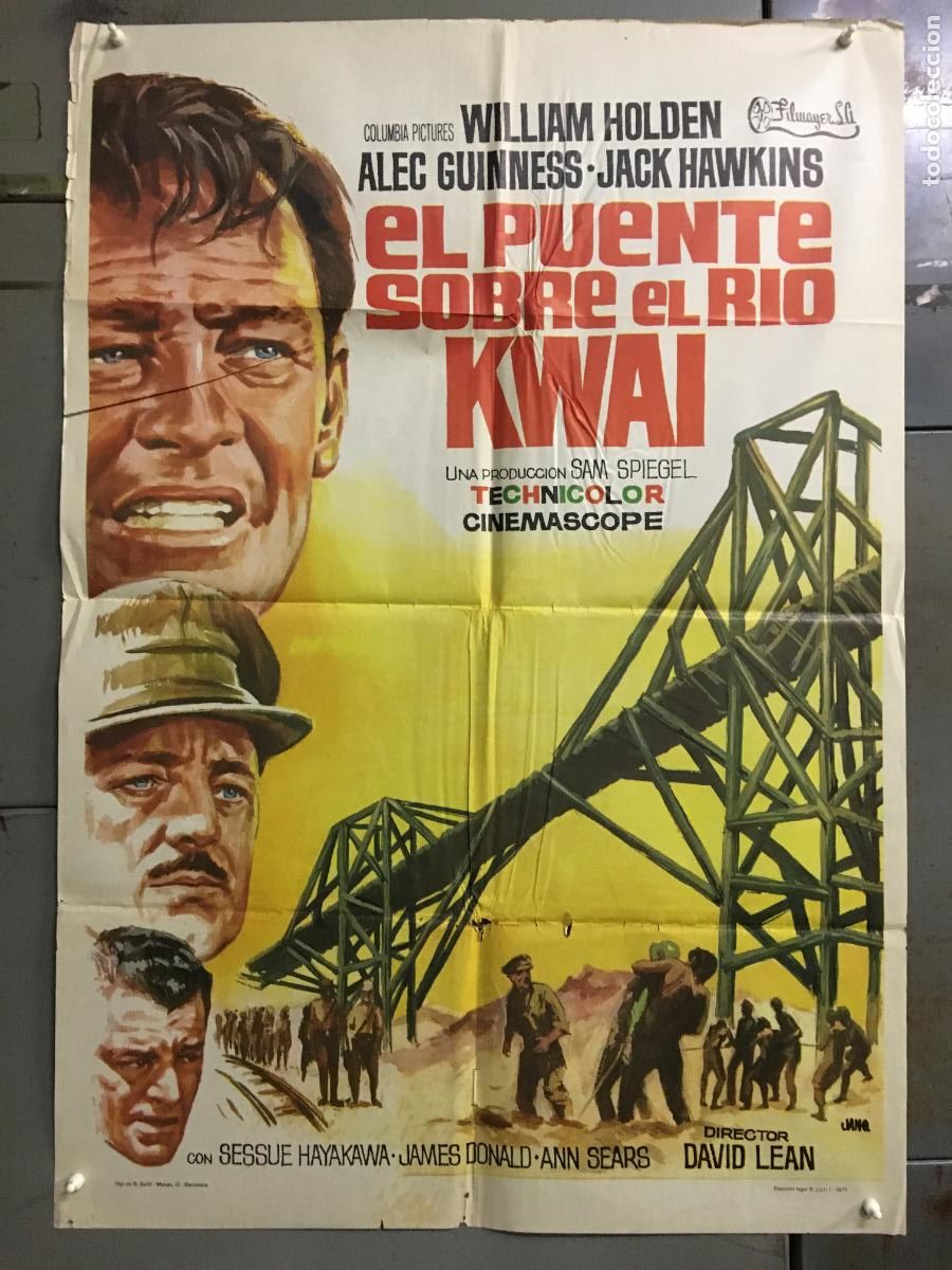 Kino: AFO03 EL PUENTE SOBRE EL RIO KWAI DAVID LEAN ALEC GUINNESS WILLIAM HOLDEN JANO POSTER 70X100 R-71