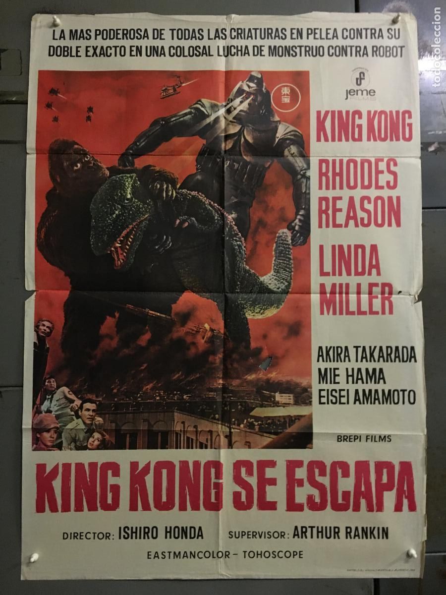 Cine: AFO04 KING KONG SE ESCAPA TOHO ISHIRO HONDA GODZILLA POSTER ORIGINAL 70X100 ESTRENO
