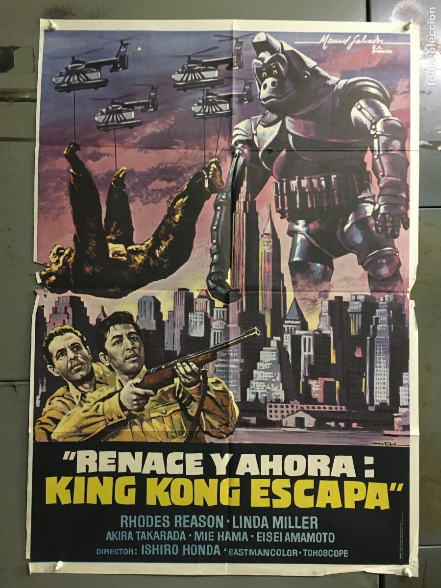 Cine: AFO05 KING KONG ESCAPA TOHO ISHIRO HONDA GODZILLA MAC POSTER ORIGINAL 70x100 ESPA&Ntilde;OL R-77