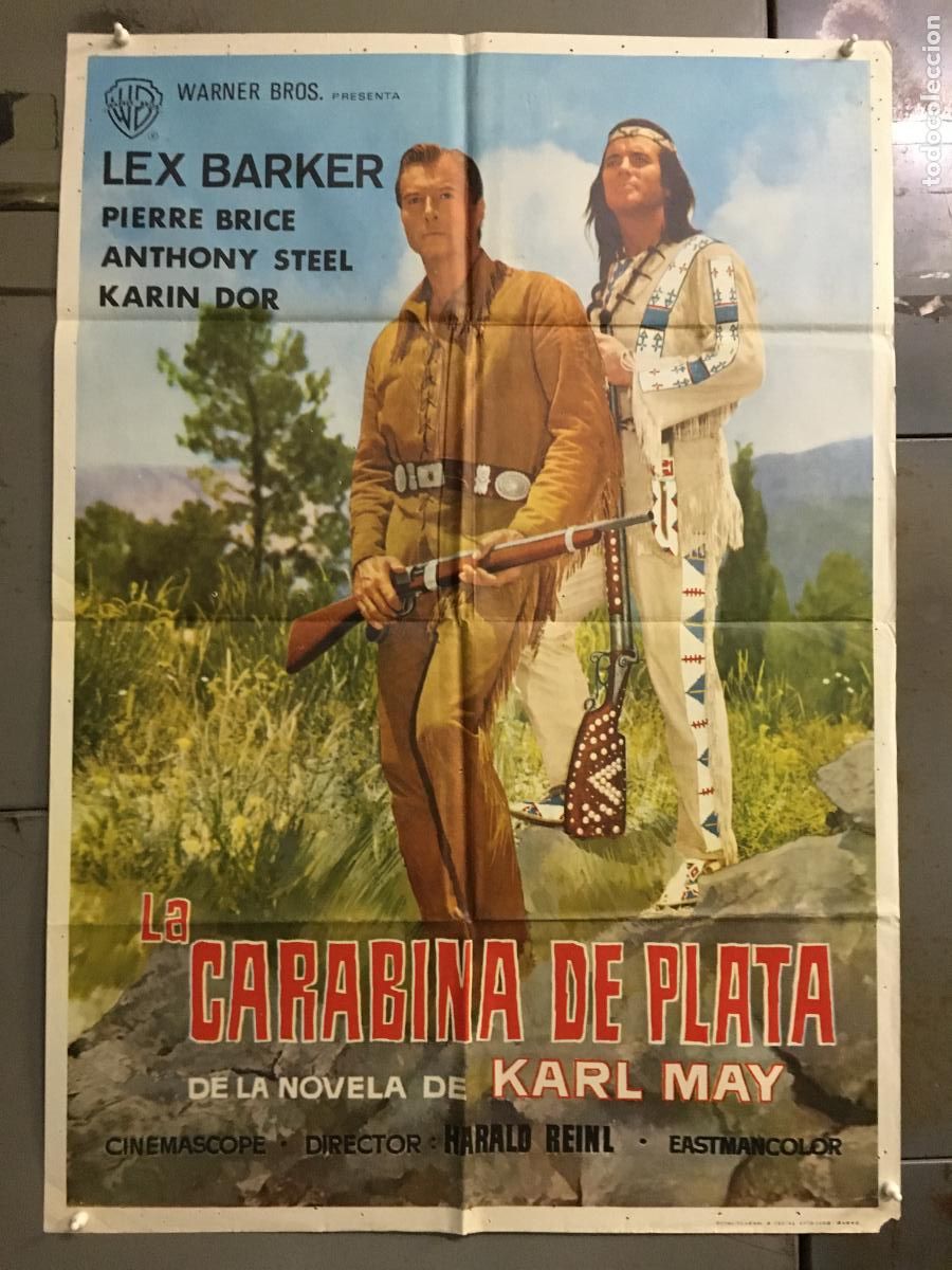 Cinema: AFO09 LA CARABINA DE PLATA LEX BARKER KARL MAY WINNETOU POSTER ORIGINAL 70X100 ESTRENO