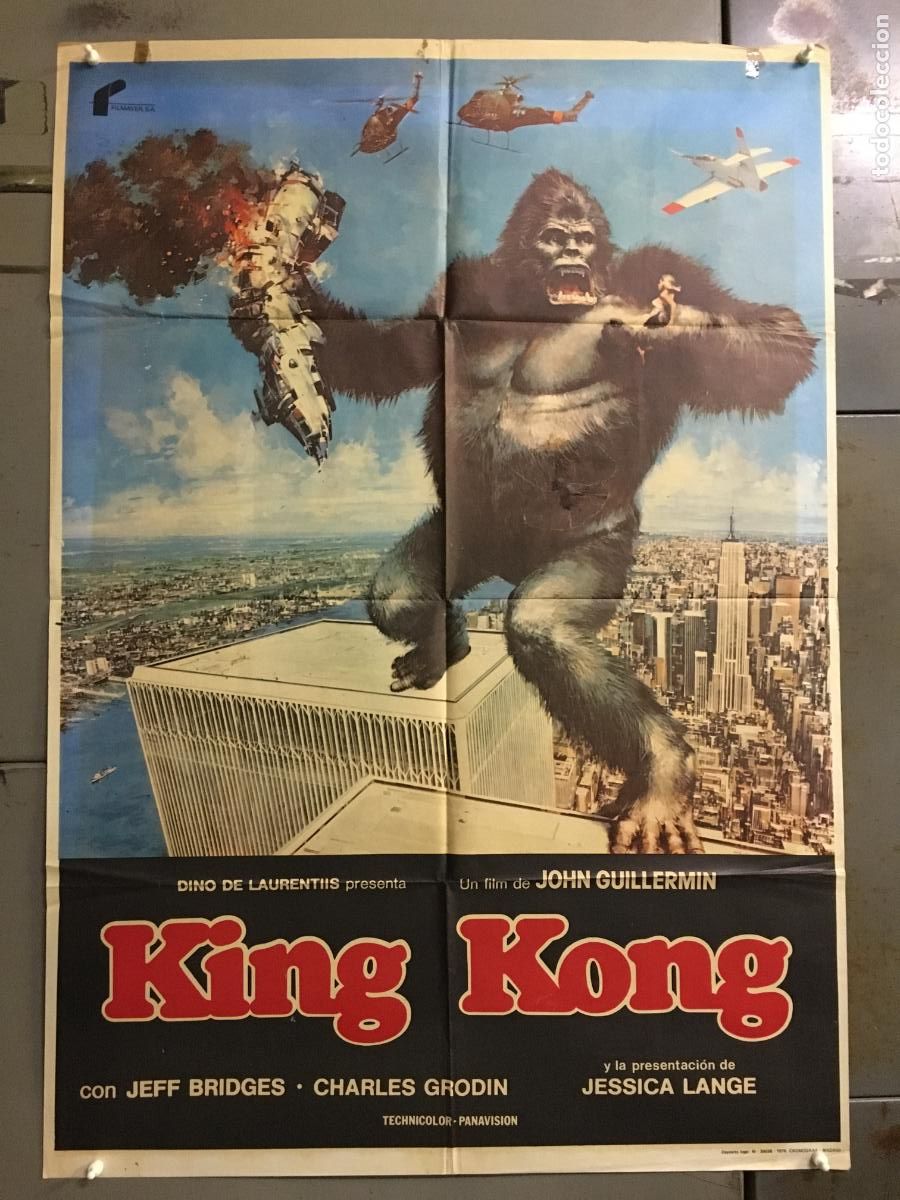 Cine: AFO15 KING KONG JESSICA LANGE JEFF BRIDGES POSTER ORIGINAL 70X100 ESTRENO