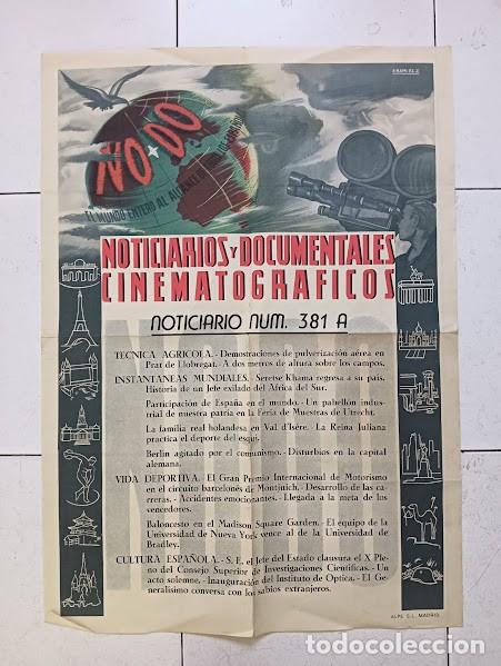 Cine: CPE 0021 NO-DO DOCUMENTAL NOTICIARIO 1950 MOTOCICLISMO MONTJUICH POSTER ORIGINAL 50X70 ESTRENO LITO