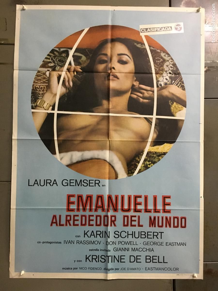 Cine: AFO21 EMANUELLE ALREDEDOR DEL MUNDO JOE D'AMATO LAURA GEMSER POSTER ORIGINAL ESTRENO 70X100