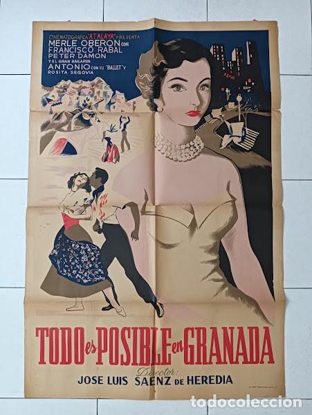 Cin&eacute;ma: EPX 0510 TODO ES POSIBLE EN GRANADA MERLE OBERON RABAL ANTONIO POSTER ORIGINAL 75X110 ARGENTINO LITO