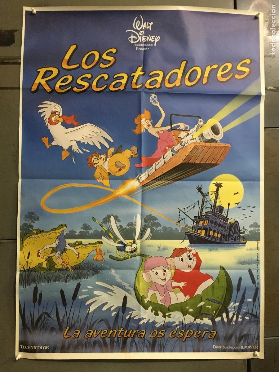 Cine: AFH15 LOS RESCATADORES WALT DISNEY POSTER ORIGINAL ESPA&Ntilde;OL 70X100 h1