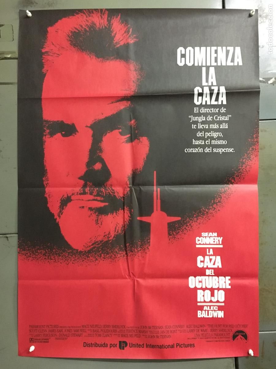 Cine: AFI91 LA CAZA DEL OCTUBRE ROJO SEAN CONNERY ALEC BALDWIN POSTER ORIGINAL 70X100 ESTRENO h6
