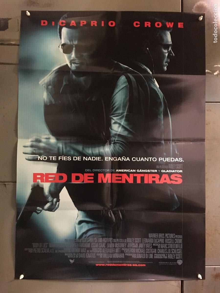 Cine: AFF27 RED DE MENTIRAS LEONARDO DICAPRIO RUSSELL CROWE POSTER ORIGINAL 70X100 ESTRENO h2