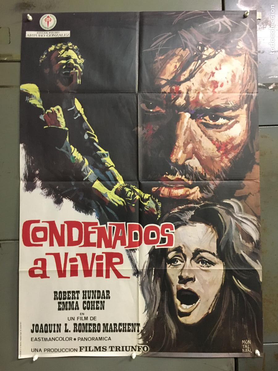Cin&eacute;ma: AFO26 CONDENADOS A VIVIR ROMERO MARCHENT SPAGHETTI WESTERN HORROR POSTER ORIGINAL 70X100 ESTRENO