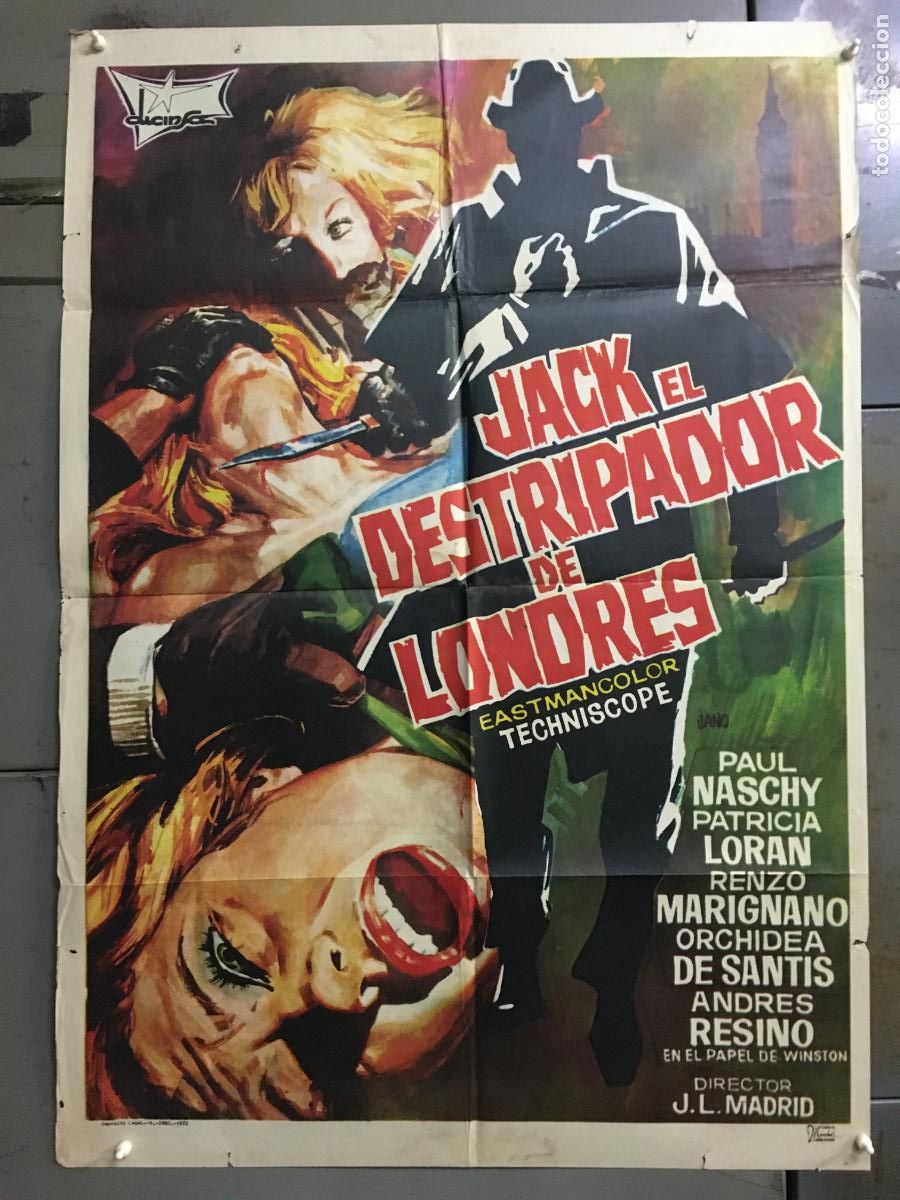 Cinema: AFO27 JACK EL DESTRIPADOR DE LONDRES PAUL NASCHY POSTER ORIGINAL 70X100 ESTRENO