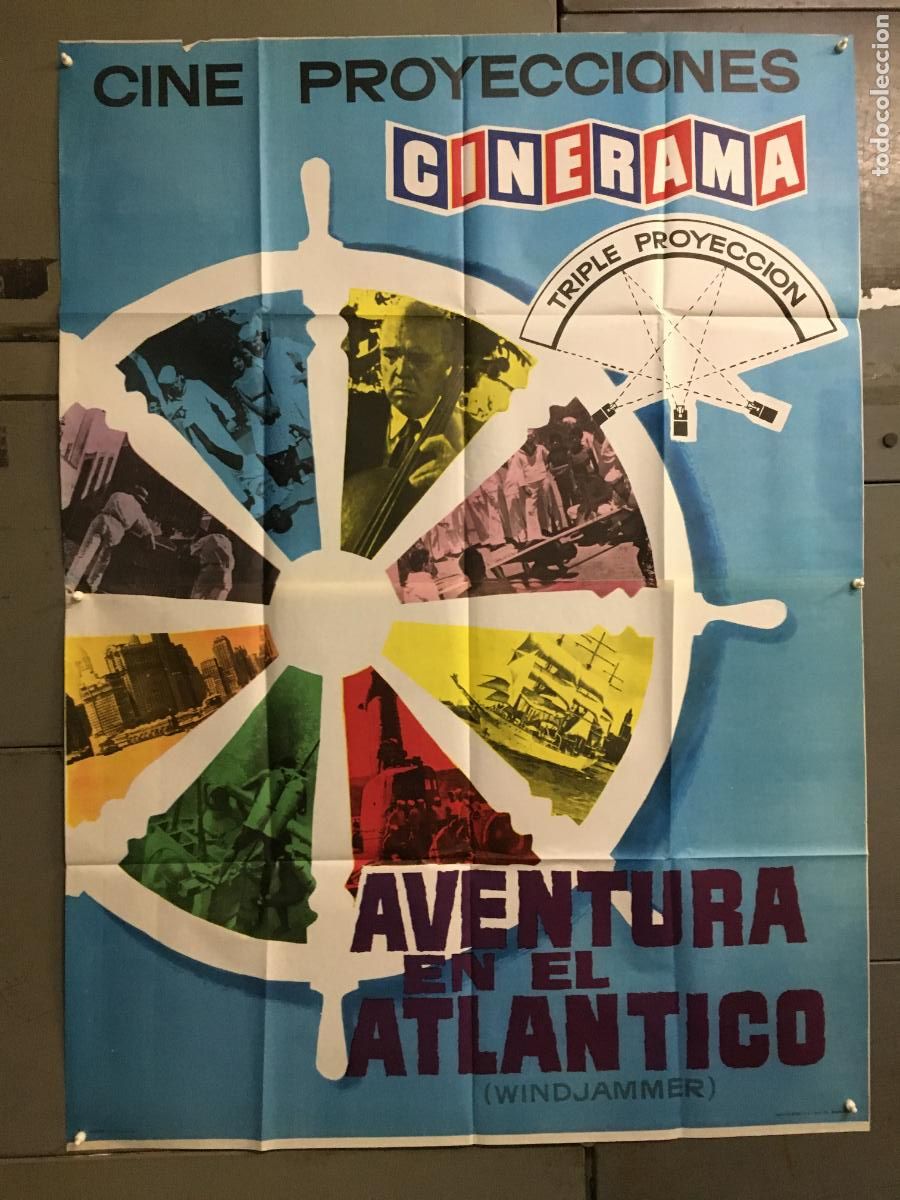 Cinema: AFO33 CINERAMA CINEMIRACLE AVENTURA EN EL ATLANTICO POSTER ORIG 2 HOJAS 100X140 CINE PROYECCIONES
