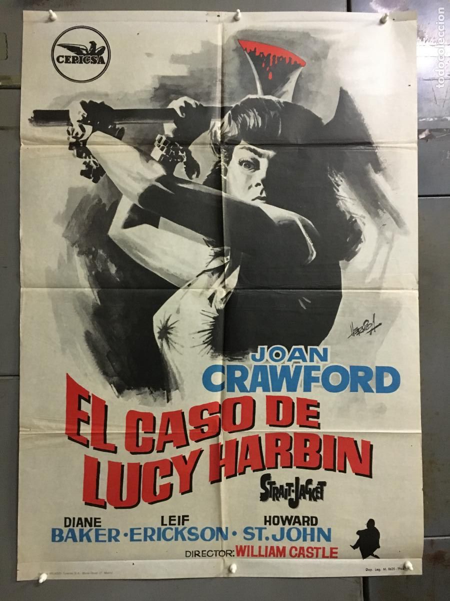 Cinema: AFO37 EL CASO DE LUCY HARBIN JOAN CRAWFORD WILLIAM CASTLE POSTER ORIGINAL 70X100 ESTRENO