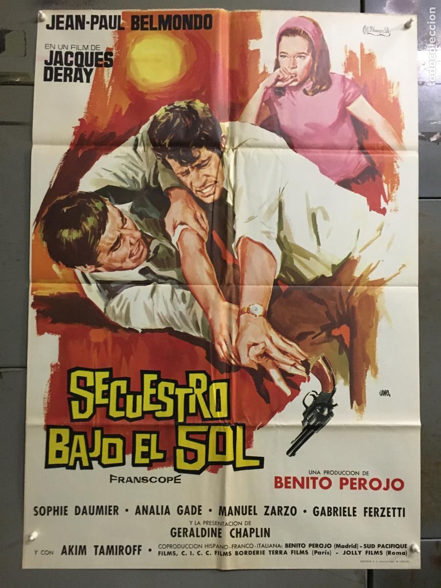 Cin&eacute;ma: AFO41 SECUESTRO BAJO EL SOL JEAN-PAUL BELMONDO JANO POSTER ORIGINAL ESTRENO 70X100