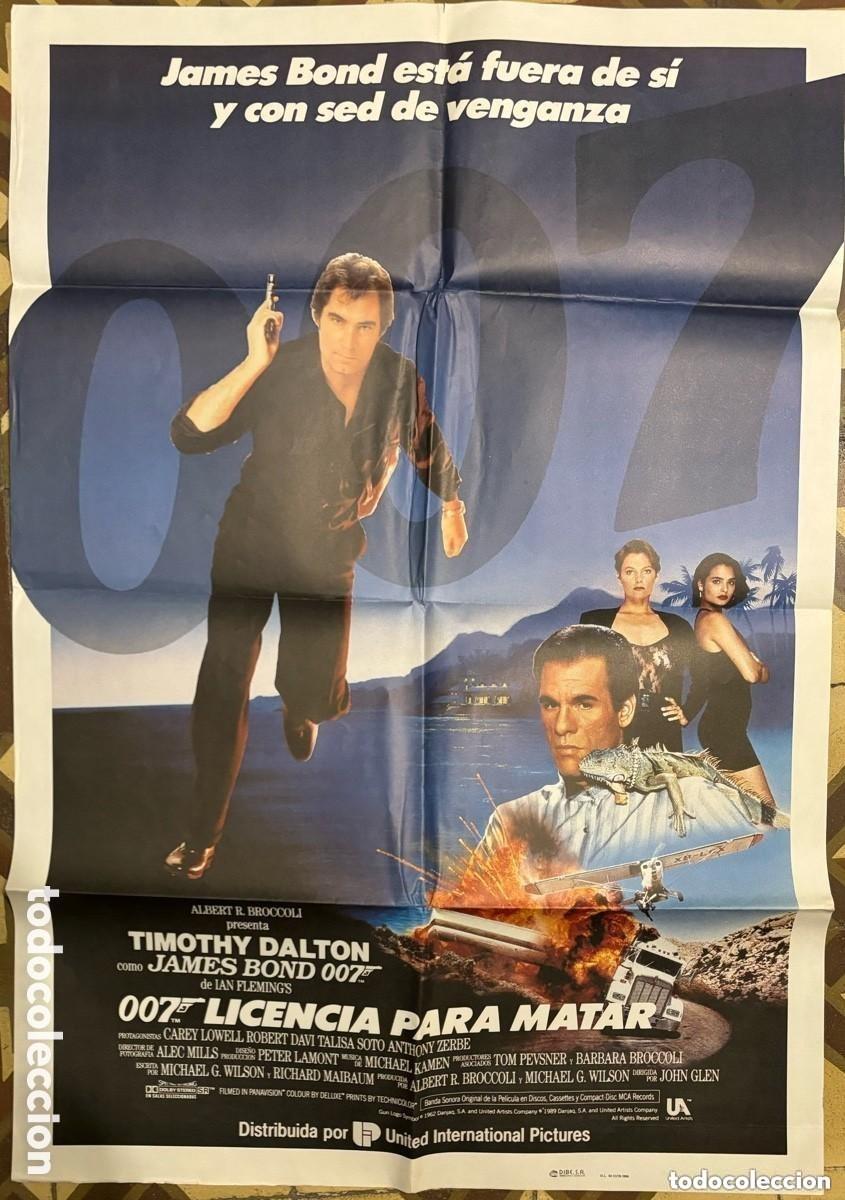 Cine: Cartel p&oacute;ster cine licencia para matar 1988 . James bond, agente 007