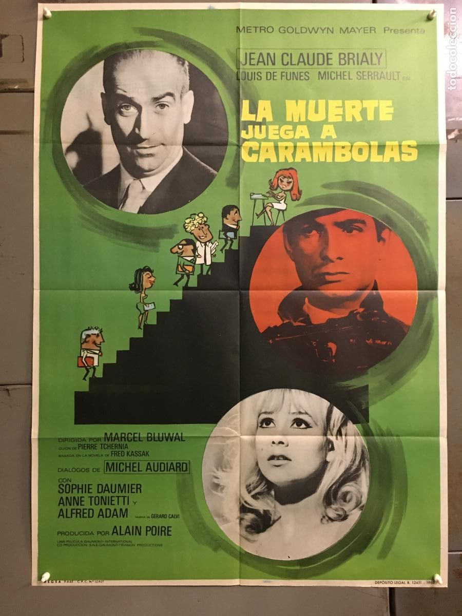 Cine: AFO46 LA MUERTE JUEGA A CARAMBOLAS LOUIS DE FUNES JEAN-CLAUDE BRIALY POSTER ORIG 70X100 ESTRENO