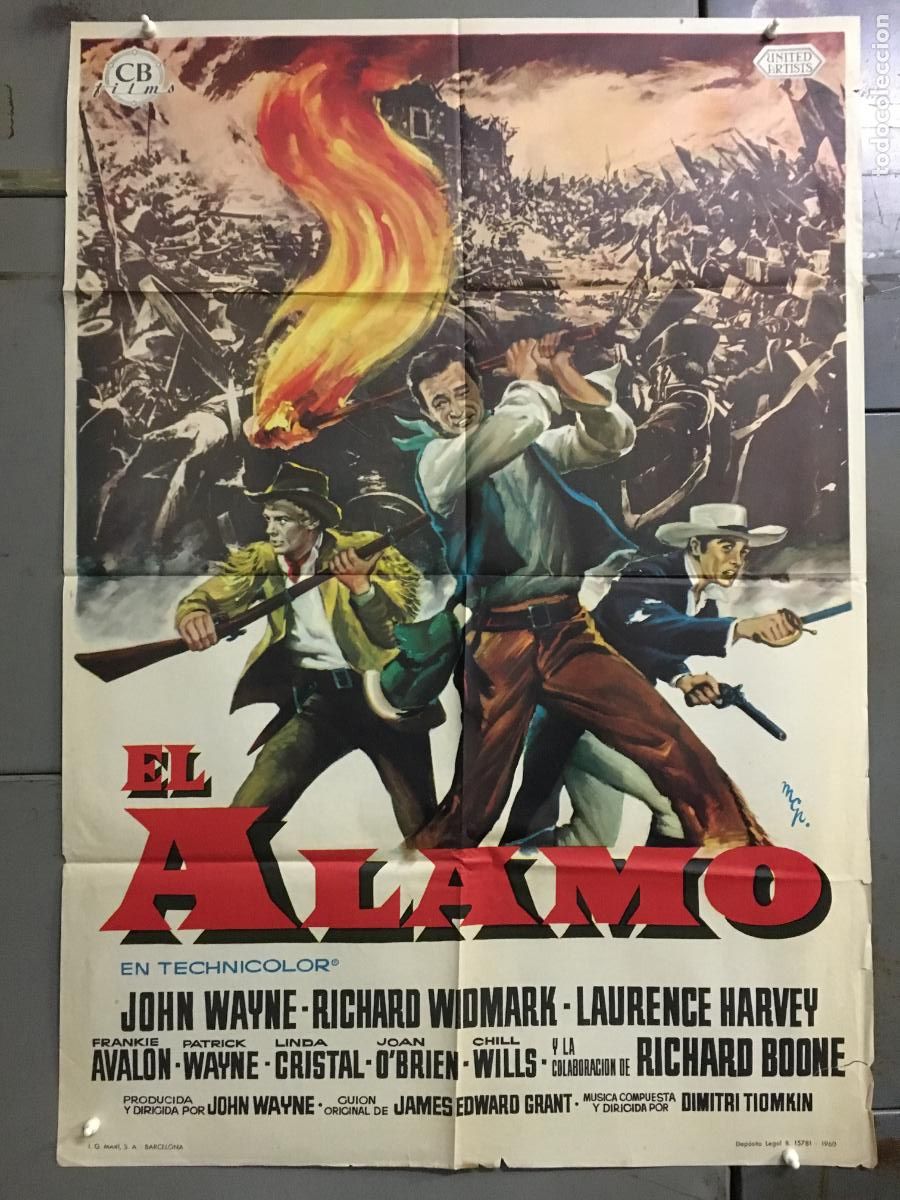 Cinema: AFO49 EL ALAMO JOHN WAYNE POSTER ORIGINAL 70X100 ESTRENO