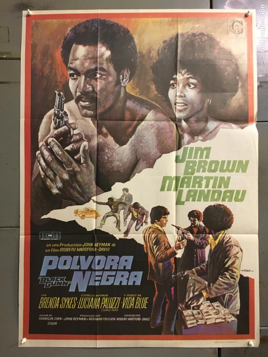 Kino: ODC C574 POLVORA NEGRA JIM BROWN MARTIN LANDAU BLAXPLOITATION MAC POSTER ORIG 70X100 ESTRENO