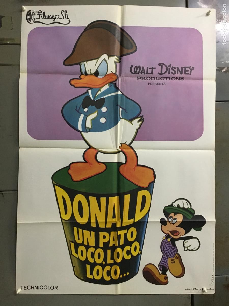 Kino: ODC C577 DONALD UN PATO LOCO WALT DISNEY POSTER ORIGINAL 70X100 ESTRENO
