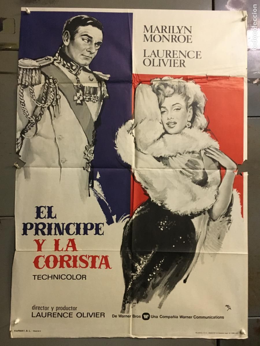 Cinema: ODC C578 EL PRINCIPE Y LA CORISTA MARILYN MONROE LAURENCE OLIVIER POSTER ORIG 70X100 ESPA&Ntilde;OL R-73