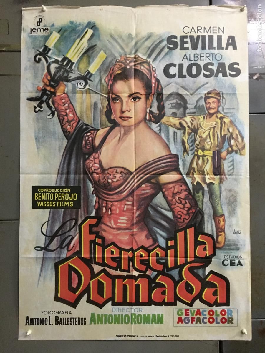 Cin&eacute;ma: ODC C580 LA FIERECILLA DOMADA CARMEN SEVILLA ALBERTO CLOSAS POSTER ORIGINAL 70X100 ESPA&Ntilde;OL R-68