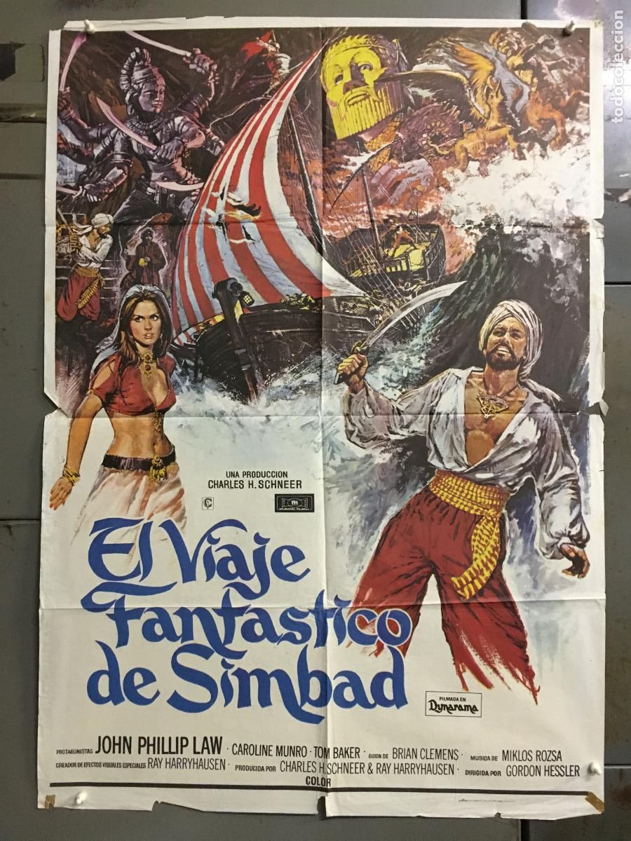 Cin&eacute;ma: ODC C583 EL VIAJE FANTASTICO DE SIMBAD RAY HARRYHAUSEN CAROLINE MUNRO POSTER ORIGINAL 70X100 ESTRENO