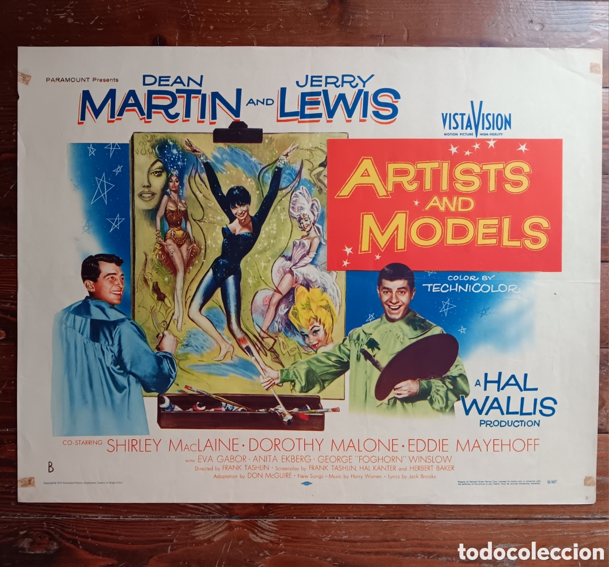 Cinema: ARTISTS AND MODELS (ARTISTAS Y MODELOS) ORIGINAL USA HALF-SHEET 1955 JERRY LEWIS, DEAN MARTIN