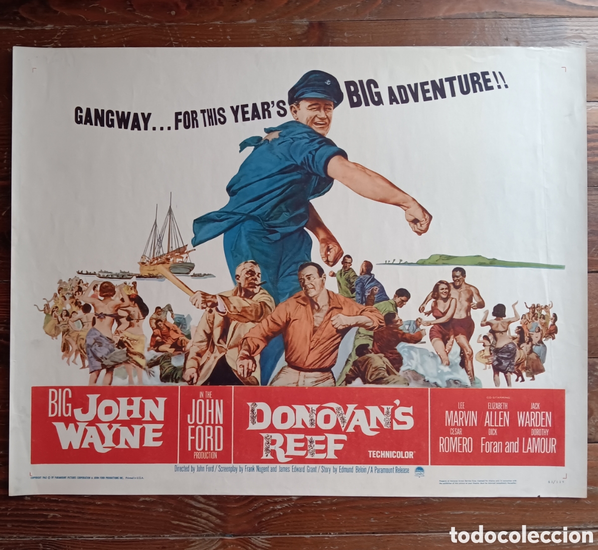 Cin&eacute;ma: DONOVAN'S REEF (LA TABERNA DEL IRLAND&Eacute;S) ORIGINAL USA HALF-SHEET 1963 JOHN WAYNE, JOHN FORD