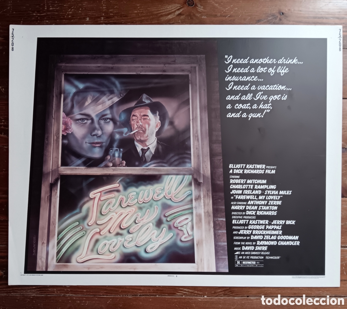 Cinema: FAREWELL MY LOVELY (ADI&Oacute;S, MU&Ntilde;ECA) ORIGINAL USA HALF-SHEET 1975 ROBERT MITCHUM
