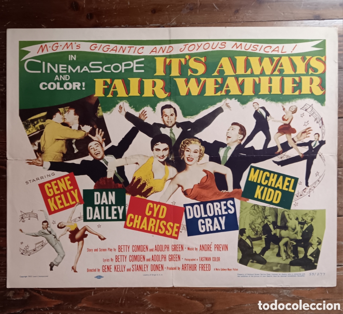 Cinema: IT'S ALWAYS FAIR WEATHER (SIEMPRE HACE BUEN TIEMPO) ORIGINAL USA HALF-SHEET 1955 GENE KELLY