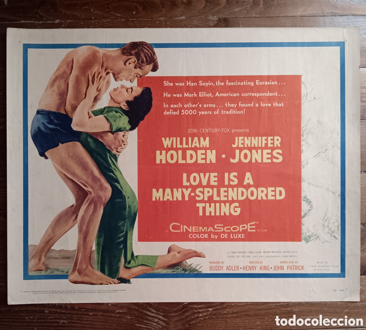 Cinema: LOVE IS A MANY-SPLENDORED THING (LA COLINA DEL ADI&Oacute;S) ORIGINAL USA HALF-SHEET 1955 WILLIAM HOLDEN